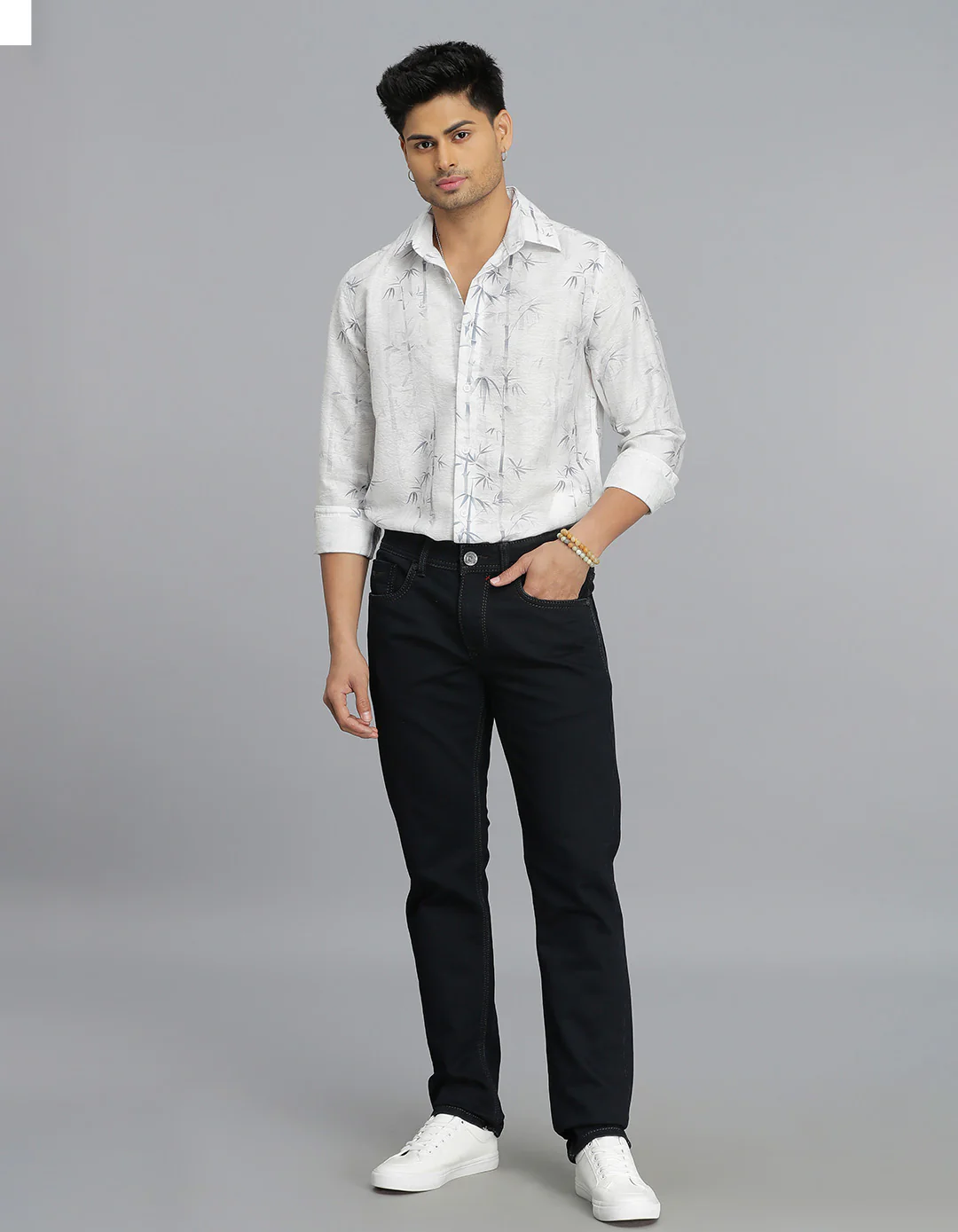 Dk Blue 5 Pocket Mid-Rise Slim Straight Fit Jeans - Image 2