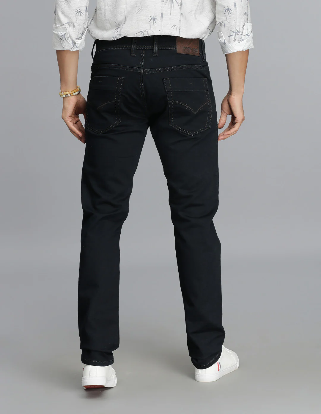 Dk Blue 5 Pocket Mid-Rise Slim Straight Fit Jeans - Image 5