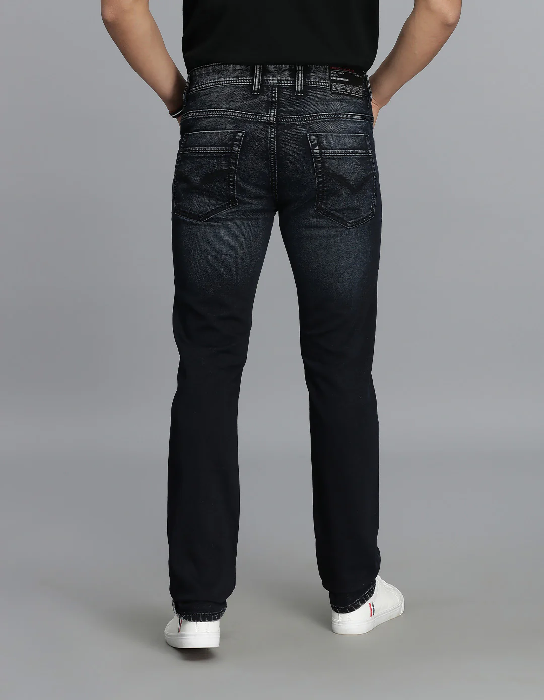 Dk Blue 5 Pocket Mid-Rise Slim Straight Fit Jeans - Image 5