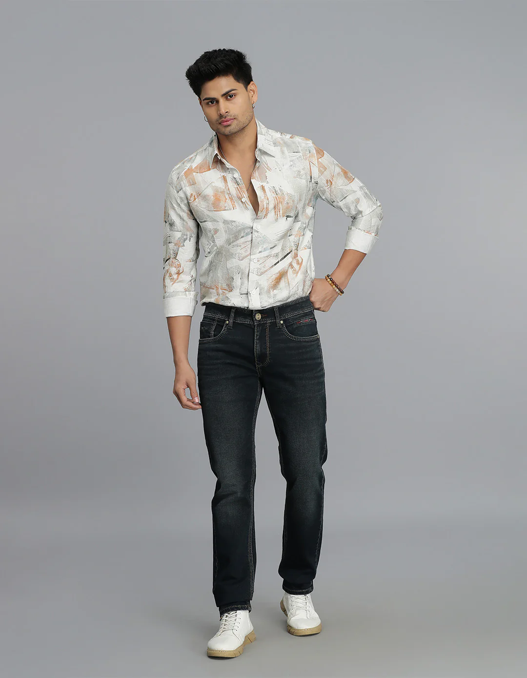 Dk Blue 5 Pocket Mid-Rise Slim Straight Fit Jeans - Image 2