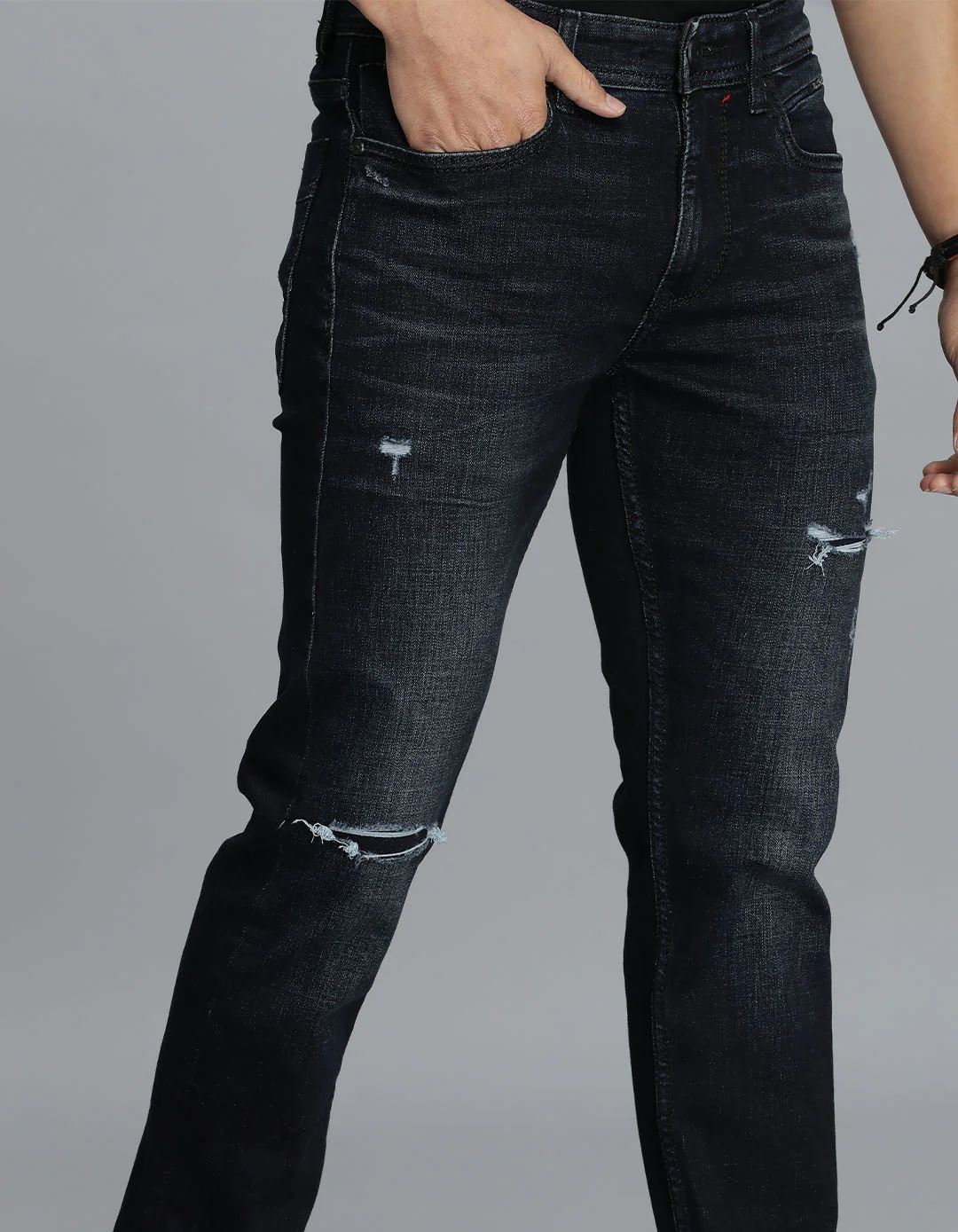 Dk Blue 5 Pocket Mid-Rise Slim Straight Fit jeans - Image 6