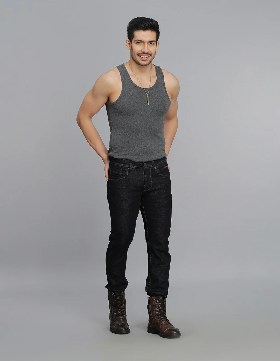Dk Blue 5 Pocket Mid-Rise Slim Straight Fit jeans - Image 2