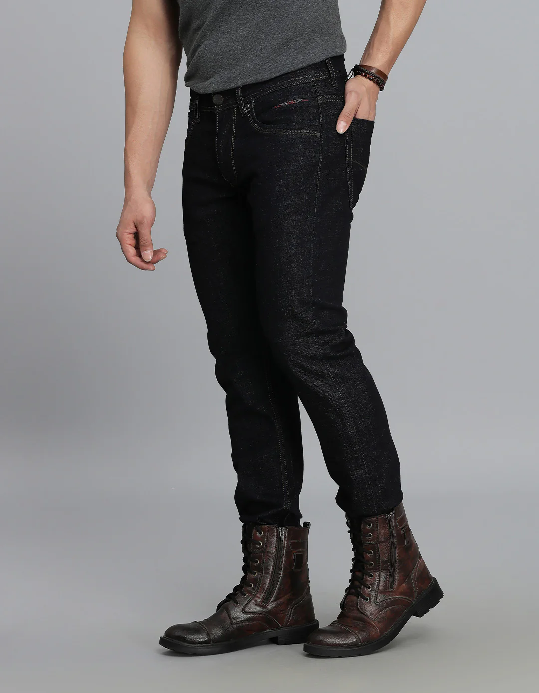 Dk Blue 5 Pocket Mid-Rise Slim Straight Fit jeans - Image 3