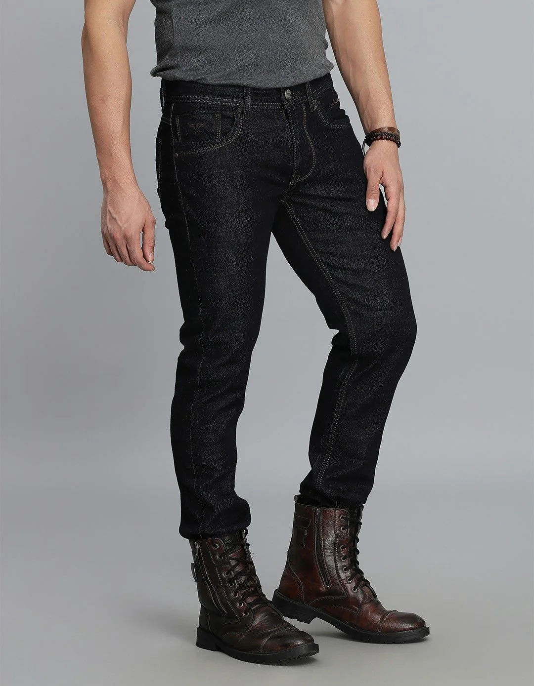 Dk Blue 5 Pocket Mid-Rise Slim Straight Fit jeans - Image 4