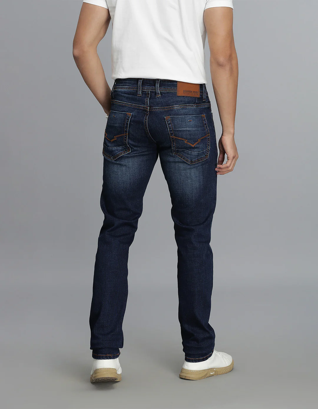 Dk Blue 5 Pocket Mid-Rise Slim Straight Fit jeans - Image 5