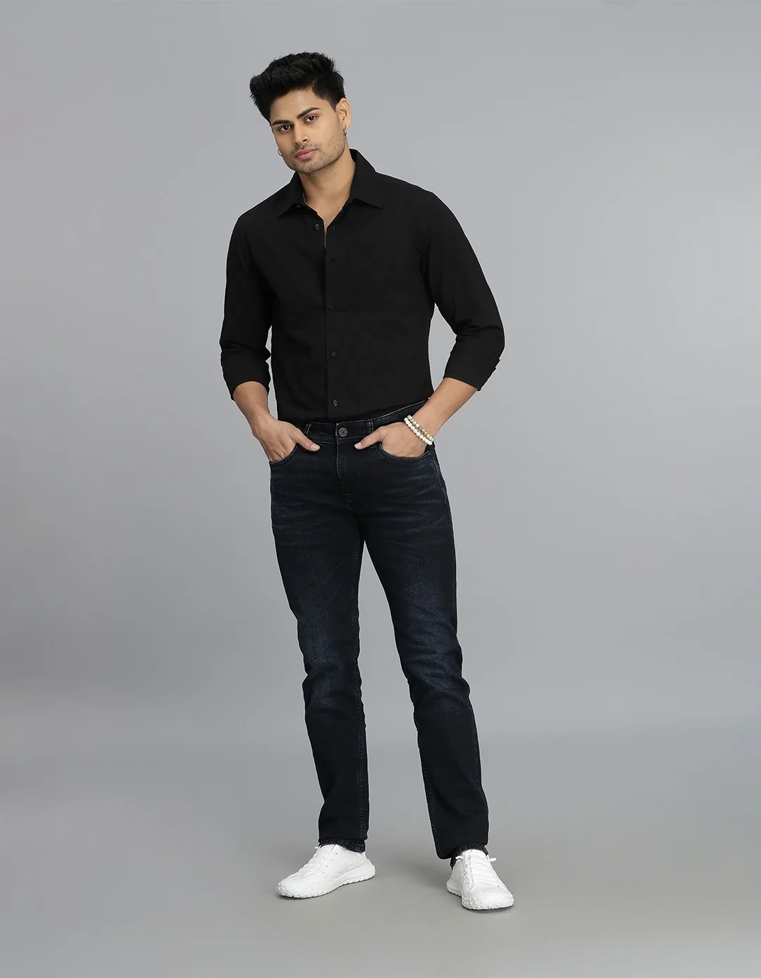 Dk Blue 5 Pocket Mid-Rise Slim Straight Fit jeans - Image 2
