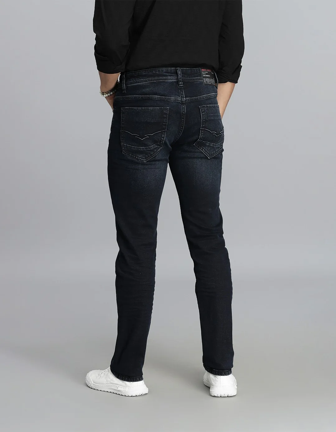 Dk Blue 5 Pocket Mid-Rise Slim Straight Fit jeans - Image 5