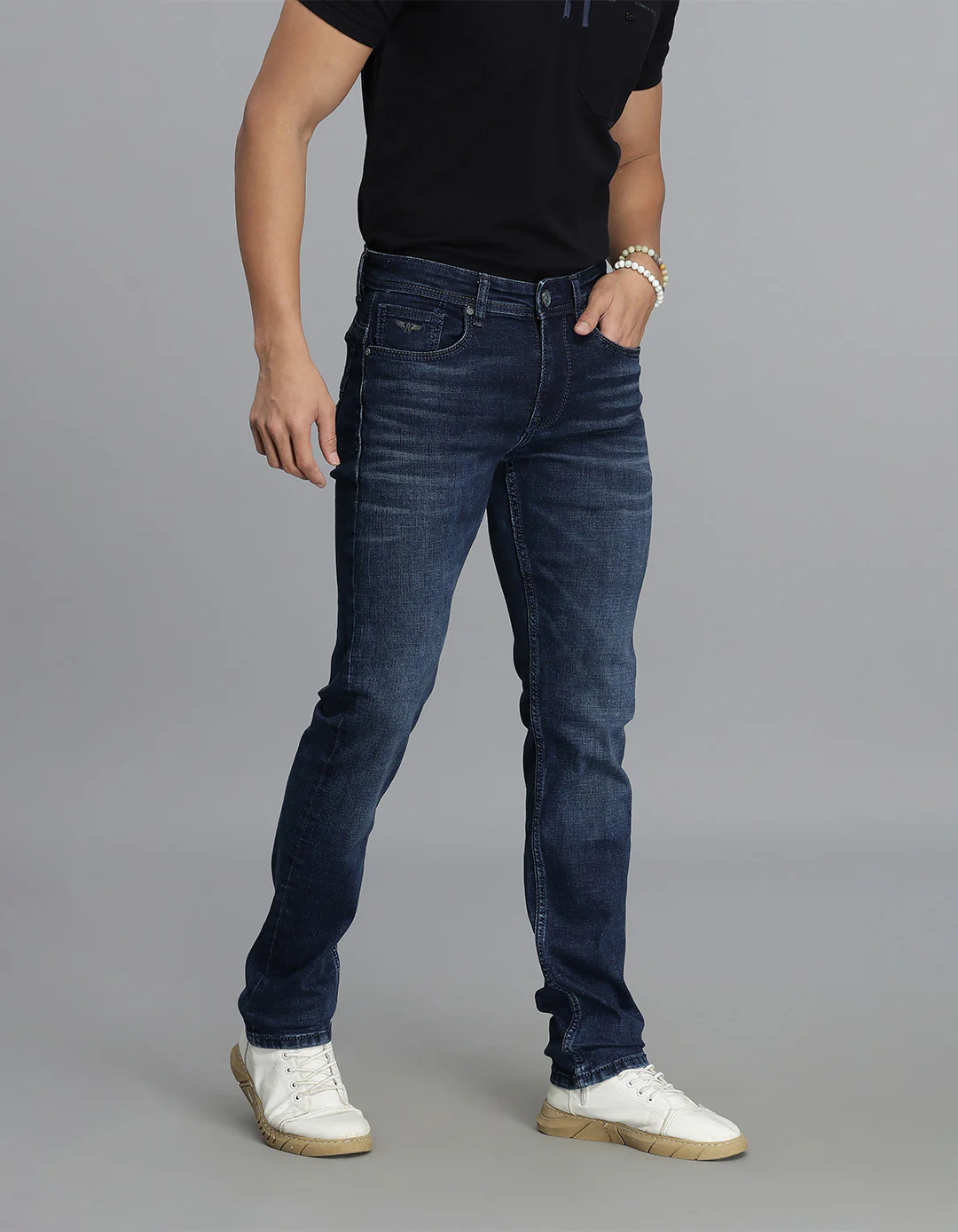 Dk Blue 5 Pocket Mid-Rise Slim Straight Fit jeans - Image 3