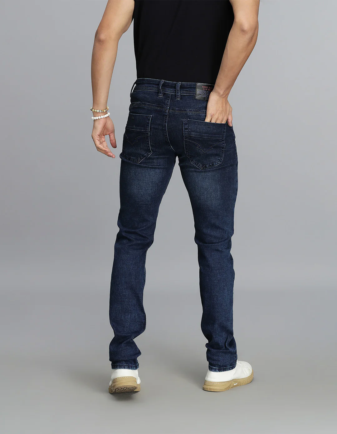Dk Blue 5 Pocket Mid-Rise Slim Straight Fit jeans - Image 4