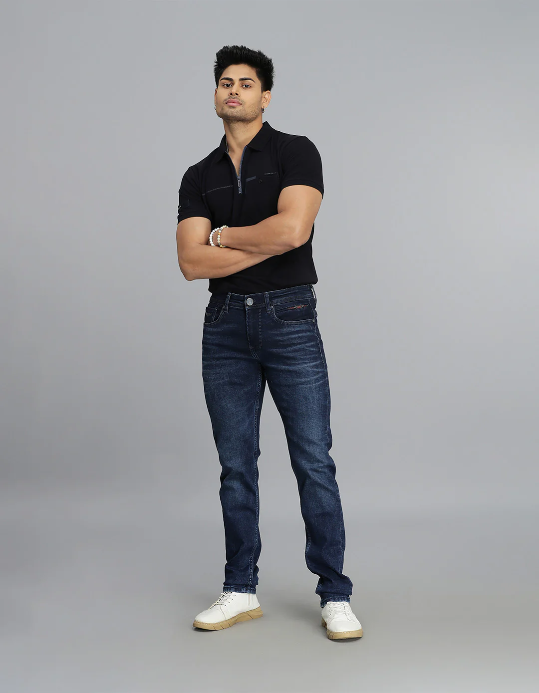 Dk Blue 5 Pocket Mid-Rise Slim Straight Fit jeans - Image 5