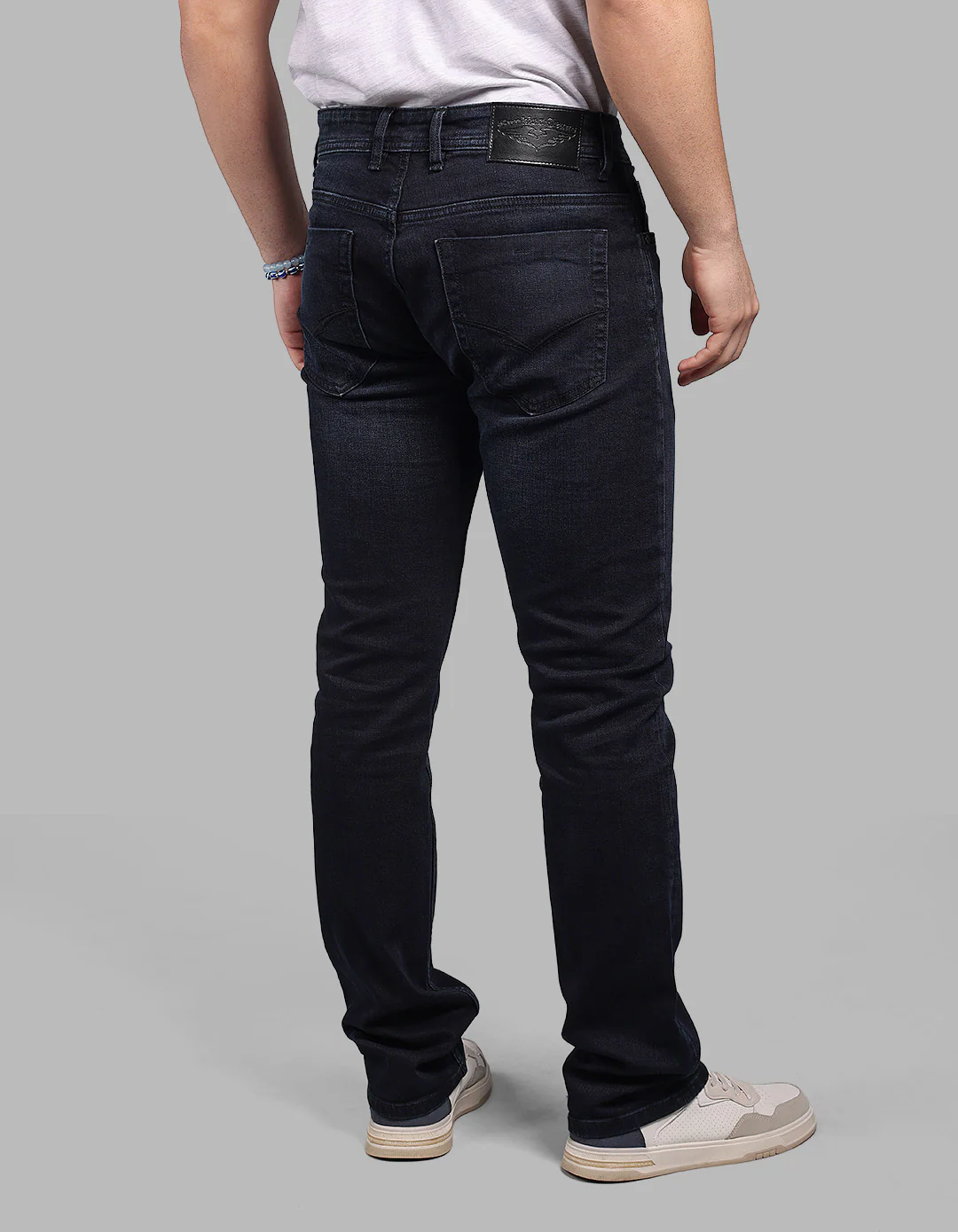 Dk Blue 5 Pocket Mid-Rise Slim Straight Fit Stretch Jeans - Image 6