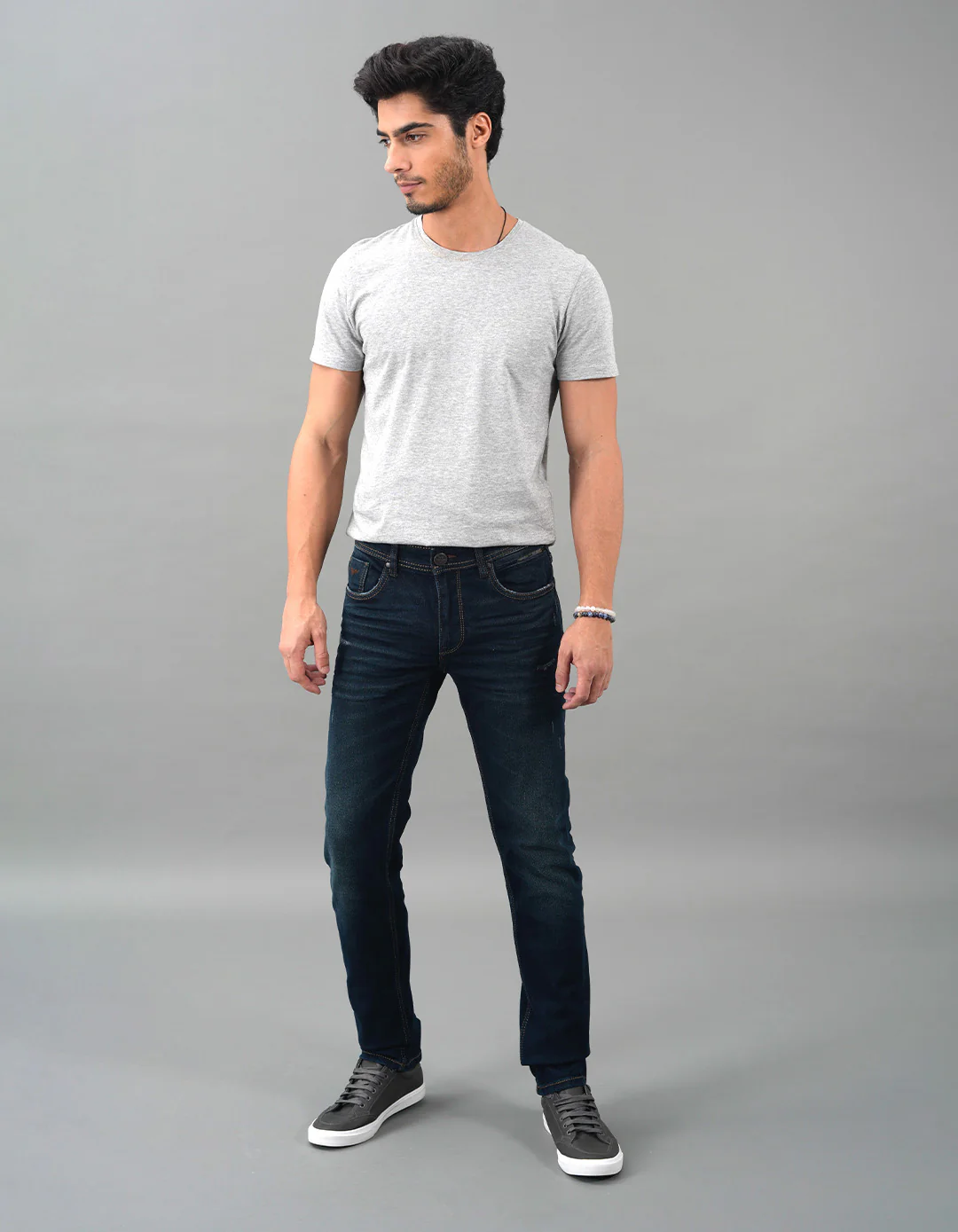 Dk Blue 5 Pocket Mid-Rise Slim Straight Fit Jeans - Image 2