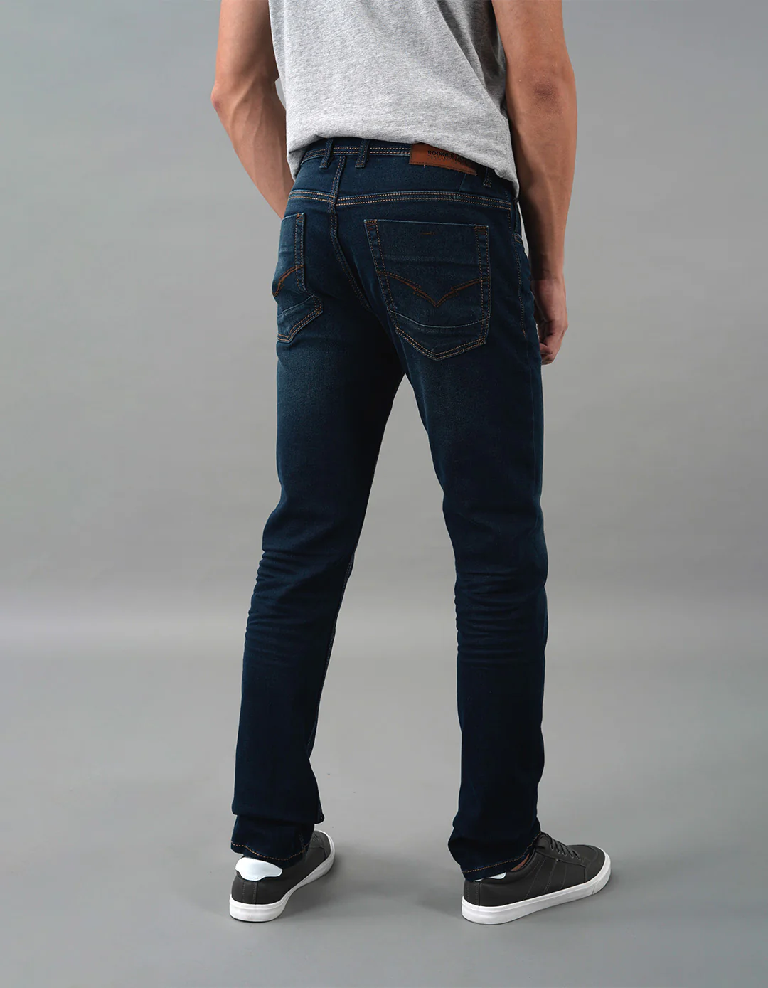 Dk Blue 5 Pocket Mid-Rise Slim Straight Fit Jeans - Image 5