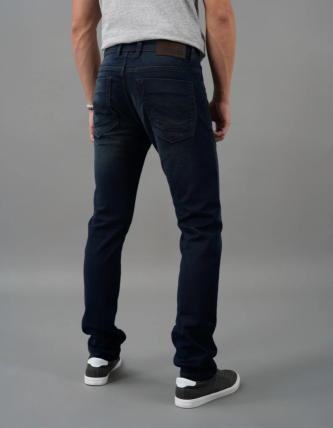 Dk Blue 5 Pocket Mid-Rise Slim Straight Fit Jeans - Image 5