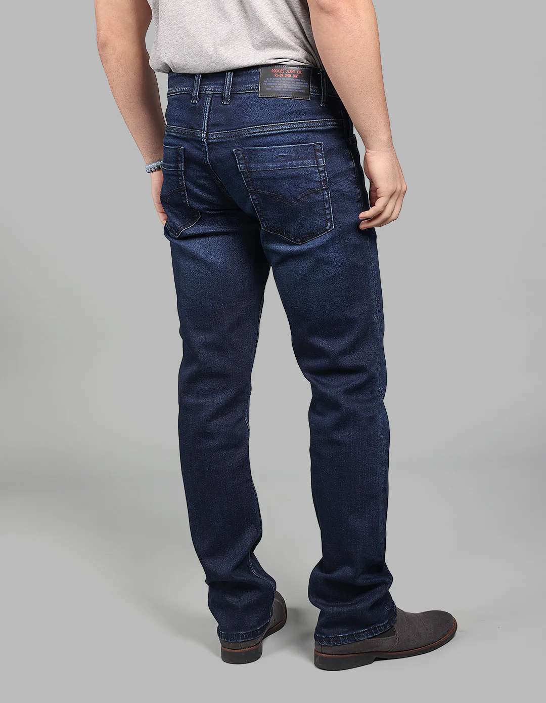 Dk Blue 5 Pocket Midrise, Comfort And Straight Fit Stretch Jeans - Image 5