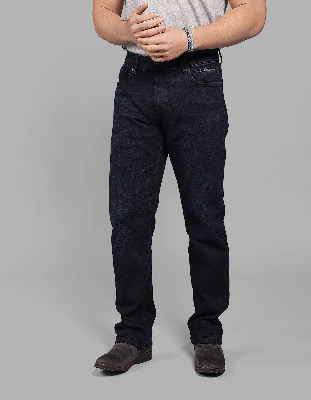 Dk Blue 5 Pocket Midrise, Comfort And Straight Fit Stretch Jeans