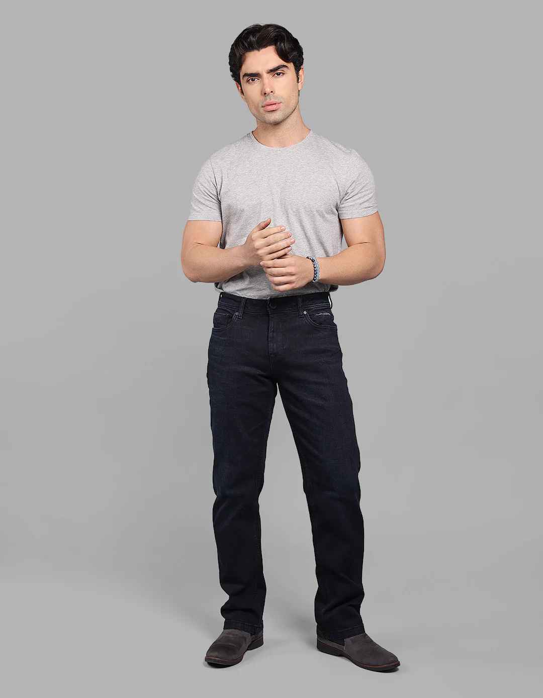 Dk Blue 5 Pocket Midrise, Comfort And Straight Fit Stretch Jeans - Image 2