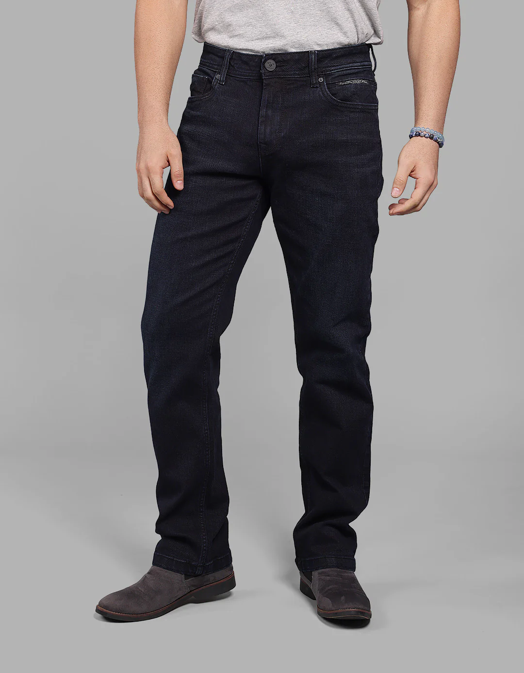 Dk Blue 5 Pocket Midrise, Comfort And Straight Fit Stretch Jeans - Image 3