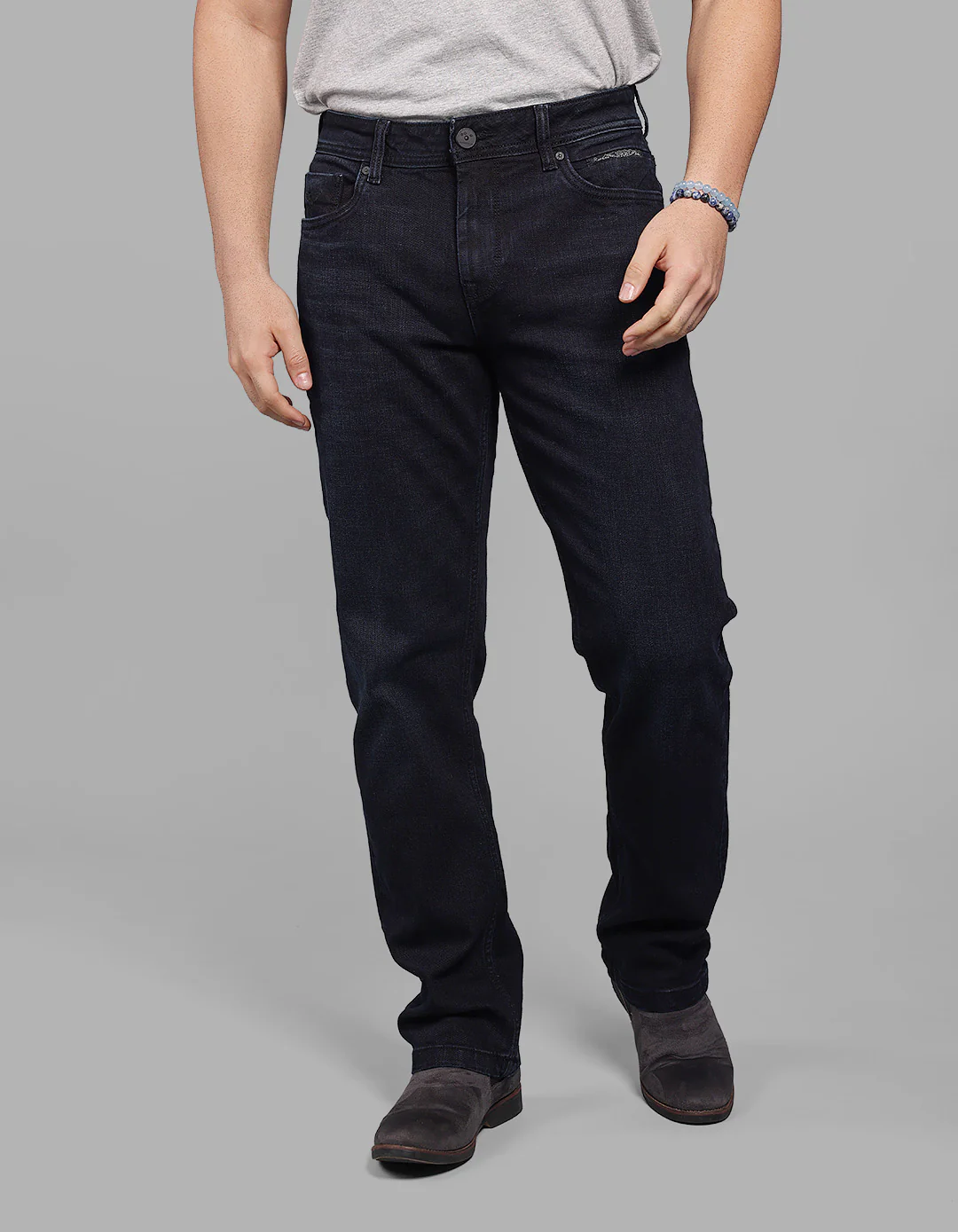 Dk Blue 5 Pocket Midrise, Comfort And Straight Fit Stretch Jeans - Image 5