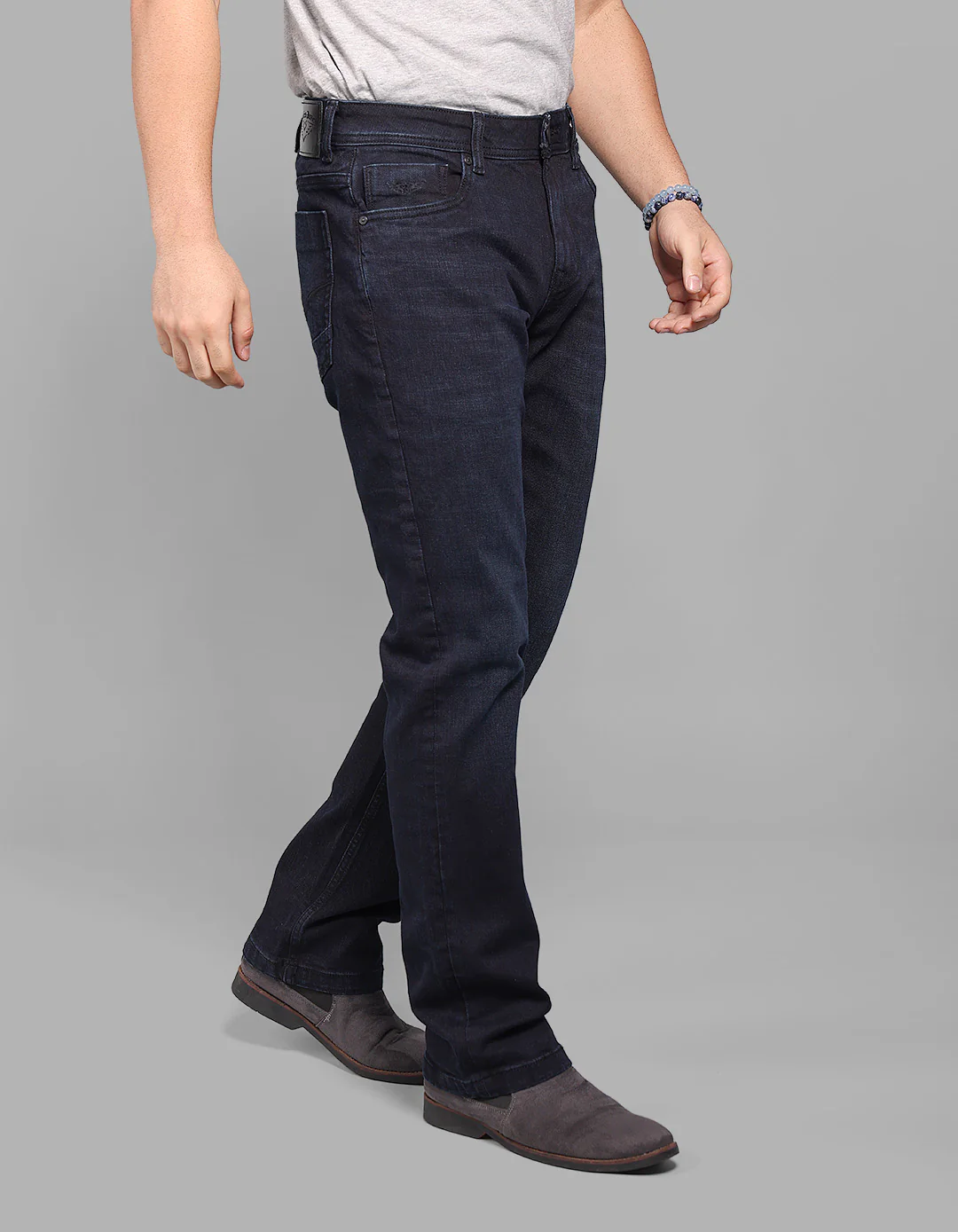Dk Blue 5 Pocket Midrise, Comfort And Straight Fit Stretch Jeans - Image 6