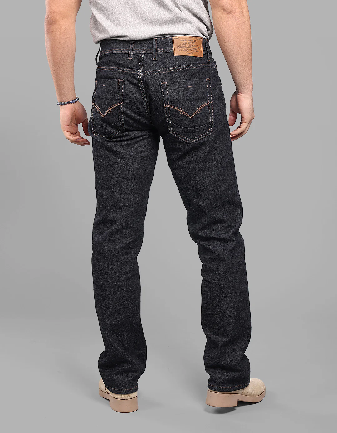 Dk Blue 5 Pocket Midrise, Comfort And Straight Fit Stretch Jeans - Image 5