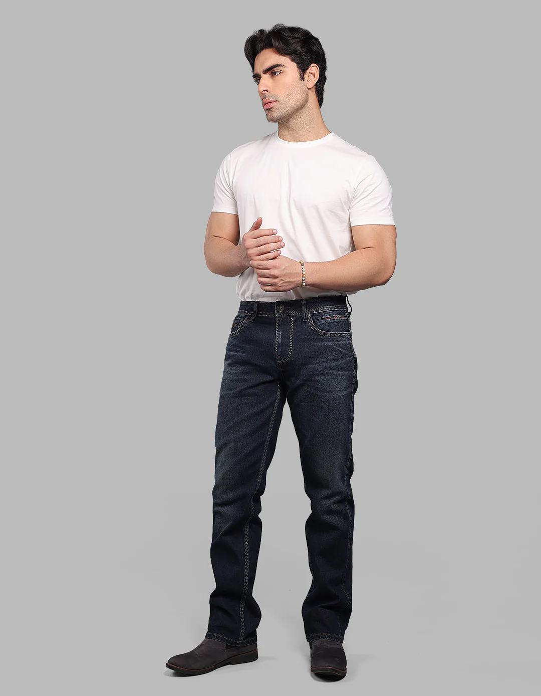 Dk Blue 5 Pocket Midrise, Comfort And Straight Fit Stretch Jeans - Image 2