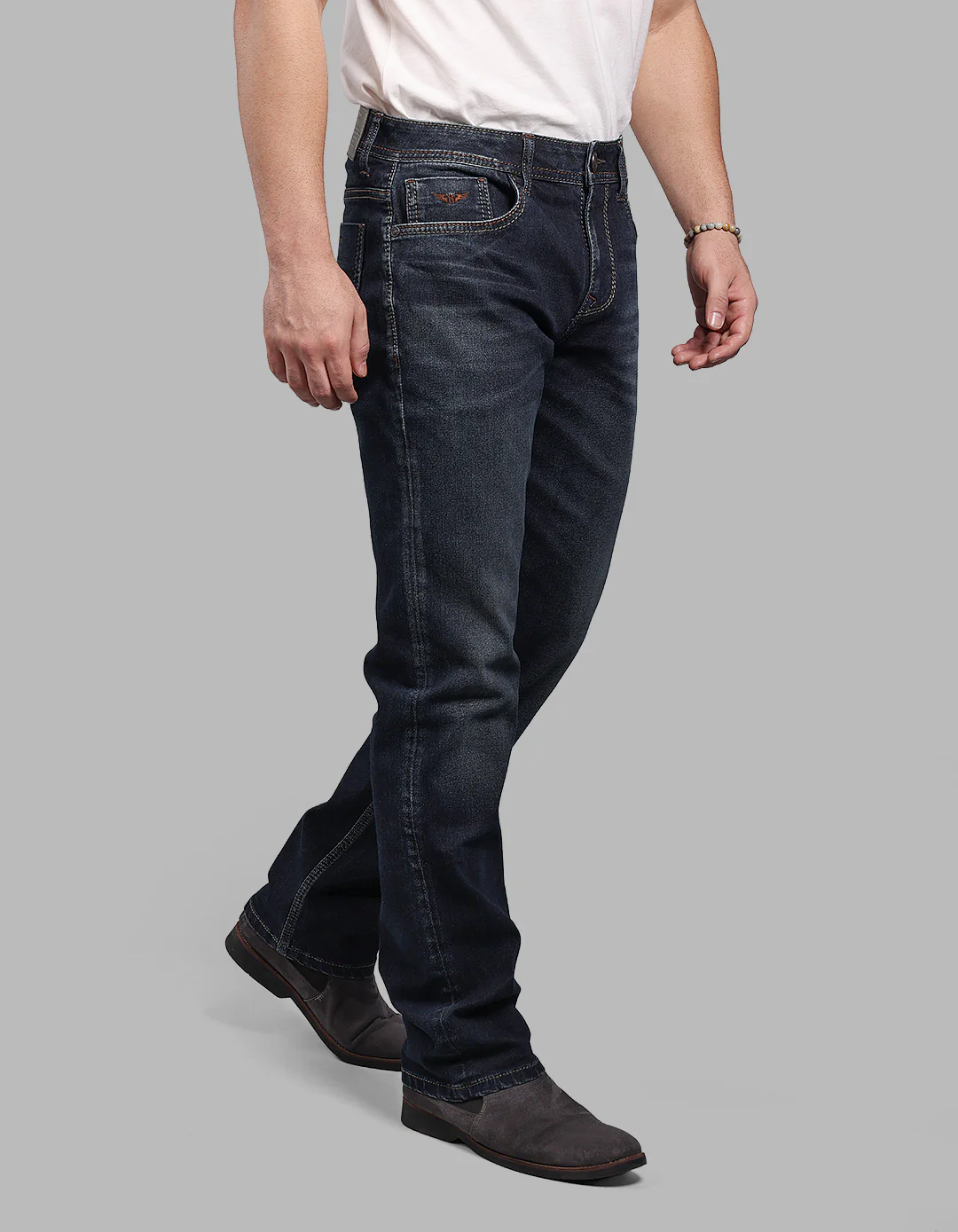 Dk Blue 5 Pocket Midrise, Comfort And Straight Fit Stretch Jeans - Image 4