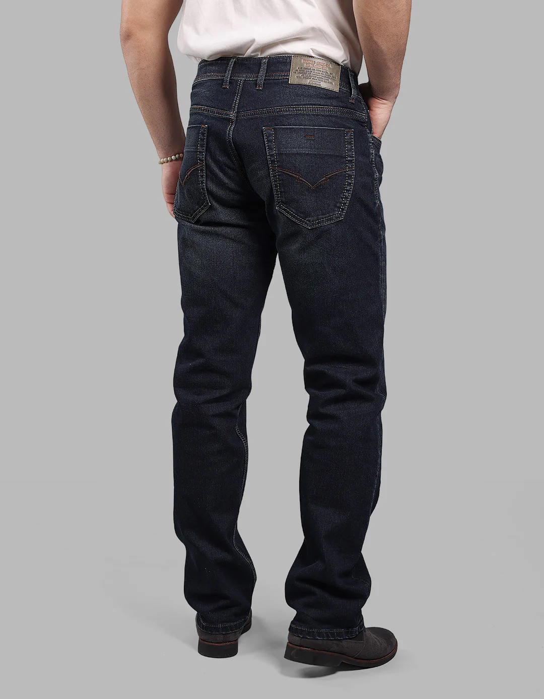 Dk Blue 5 Pocket Midrise, Comfort And Straight Fit Stretch Jeans - Image 5