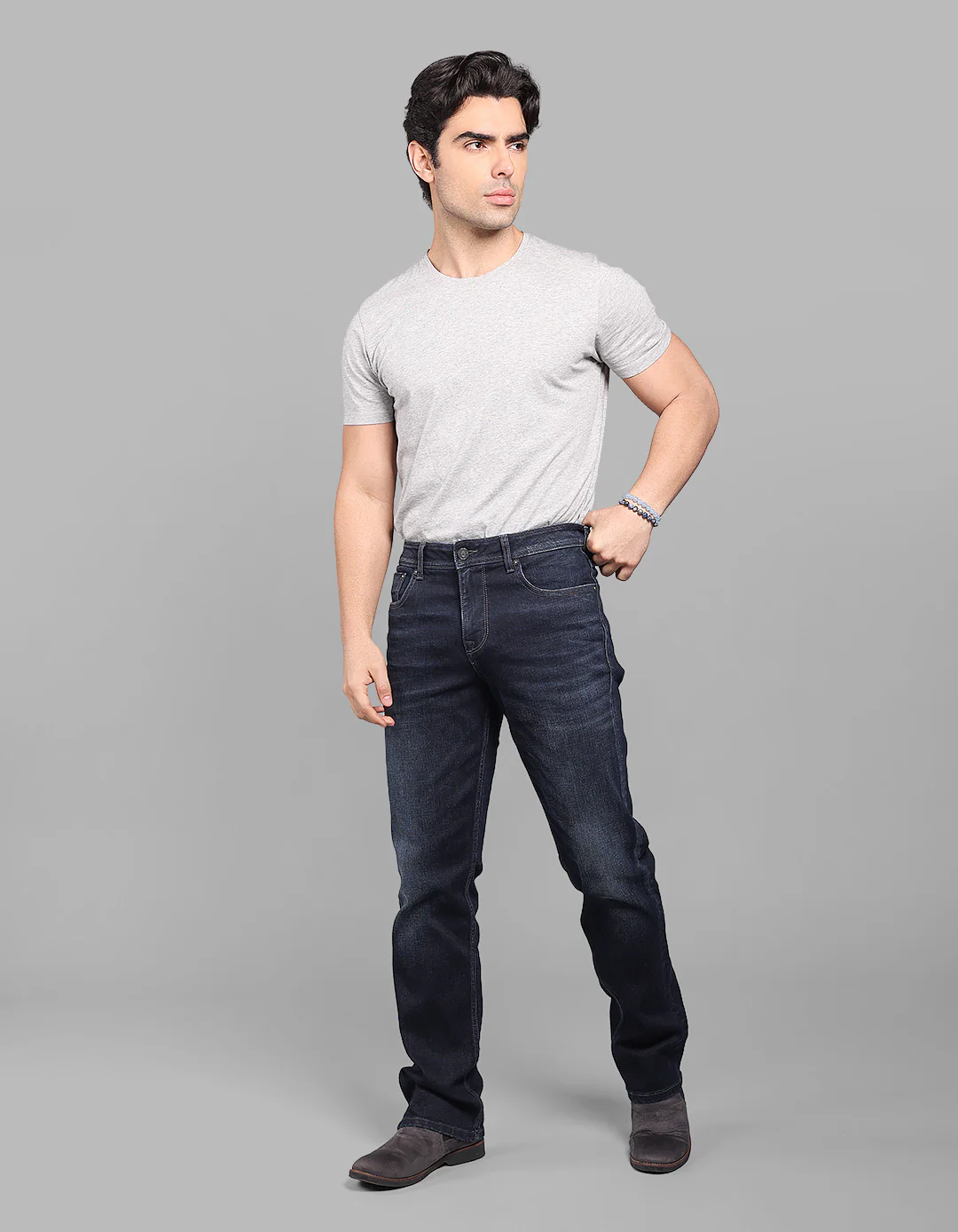 Dk Blue 5 Pocket Midrise, Comfort And Straight Fit Stretch Jeans - Image 3