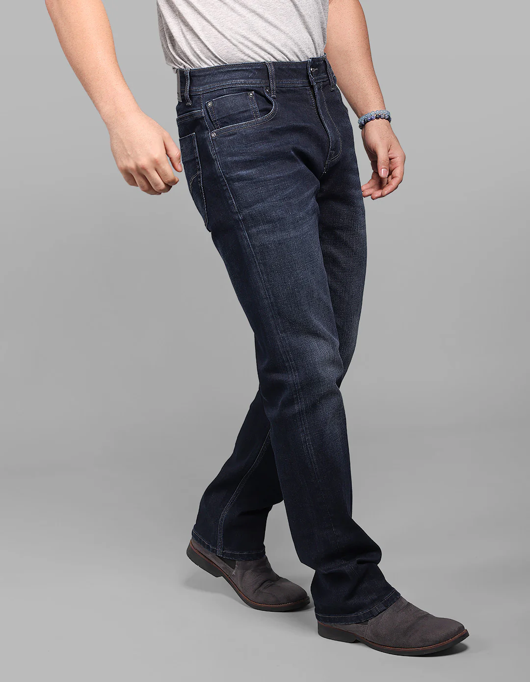 Dk Blue 5 Pocket Midrise, Comfort And Straight Fit Stretch Jeans - Image 7