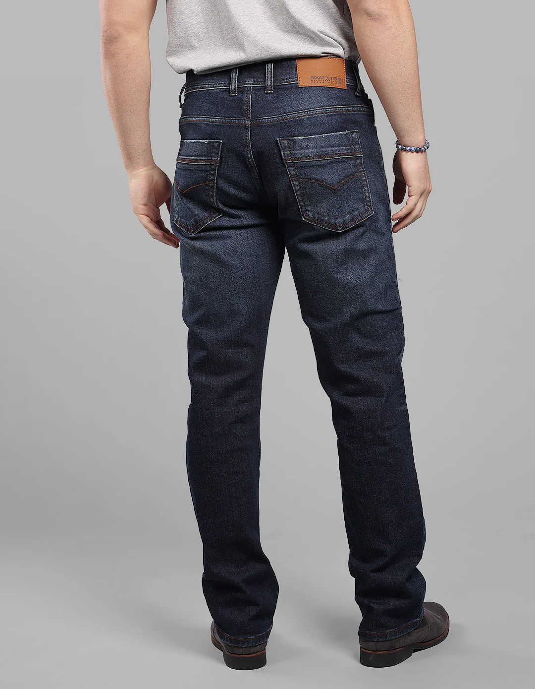 Dk Blue 5 Pocket Midrise, Comfort And Straight Fit Stretch Jeans - Image 6