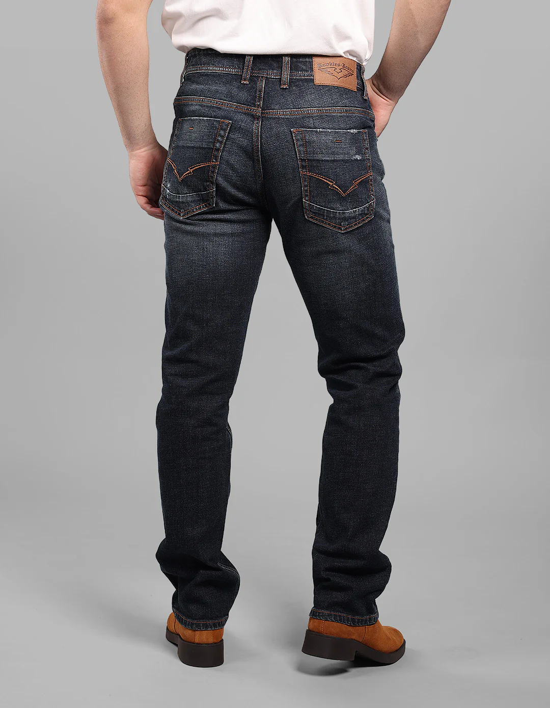 Dk Blue 5 Pocket Midrise, Comfort And Straight Fit Stretch Jeans - Image 6