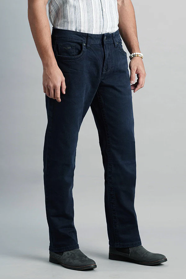 Dk Blue 5 Pocket Midrise, Comfort And Straight Fit Jeans - Image 3