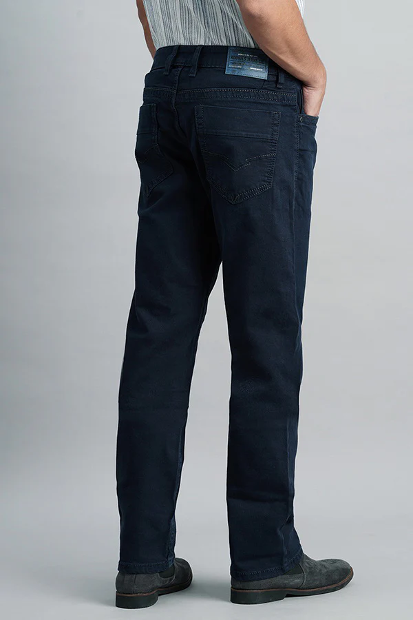 Dk Blue 5 Pocket Midrise, Comfort And Straight Fit Jeans - Image 4