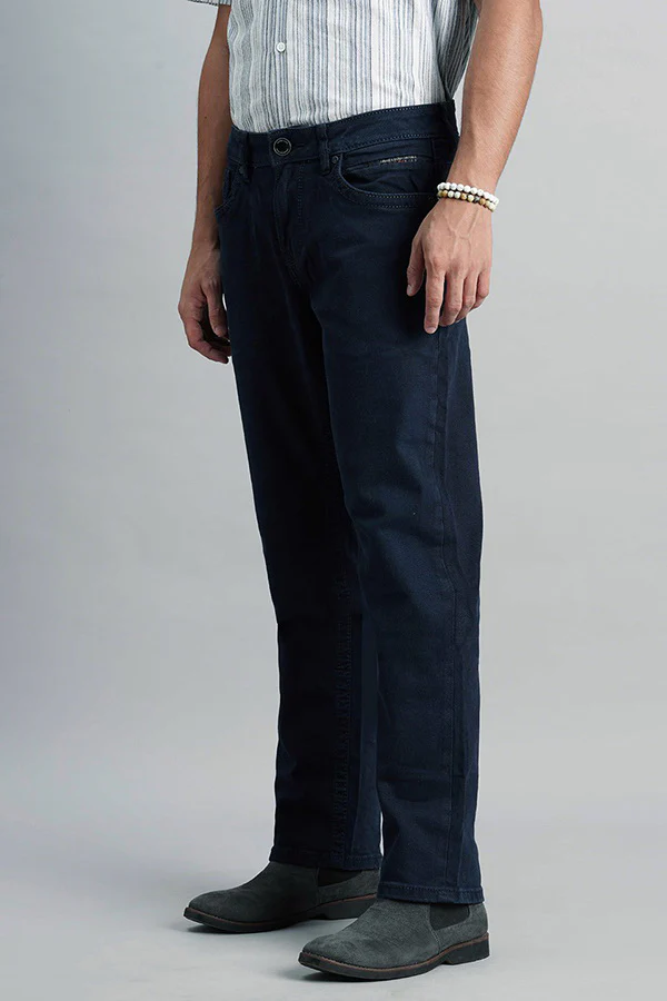 Dk Blue 5 Pocket Midrise, Comfort And Straight Fit Jeans - Image 5