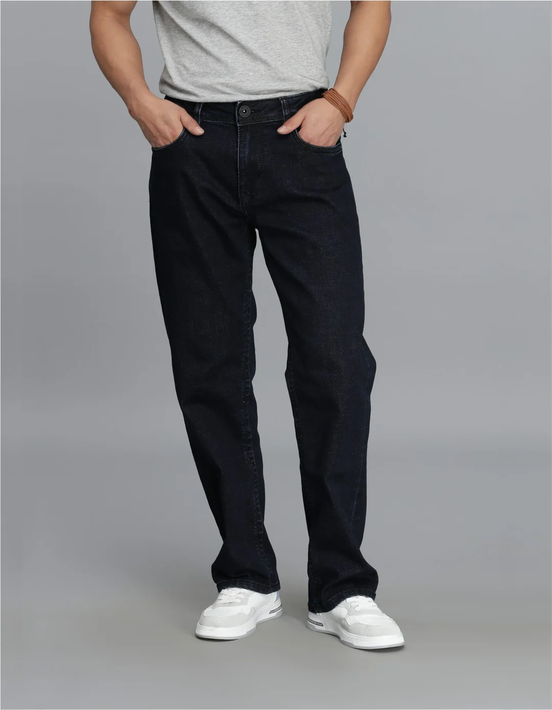 Dk Blue 5 Pocket Midrise, Comfort Straight Fit Cropped jeans