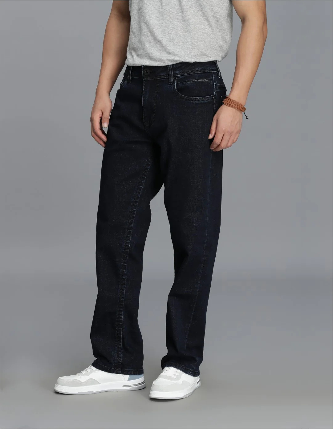 Dk Blue 5 Pocket Midrise, Comfort Straight Fit Cropped jeans - Image 3
