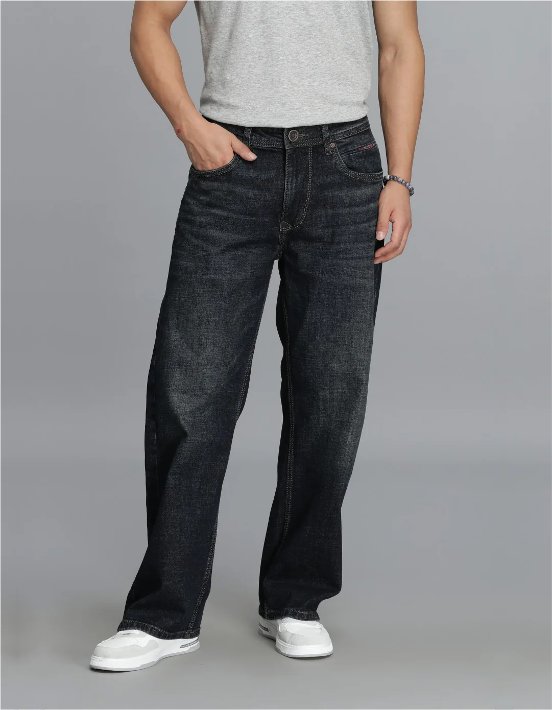 Dk Blue 5 Pocket Midrise Loose Fit Cropped jeans