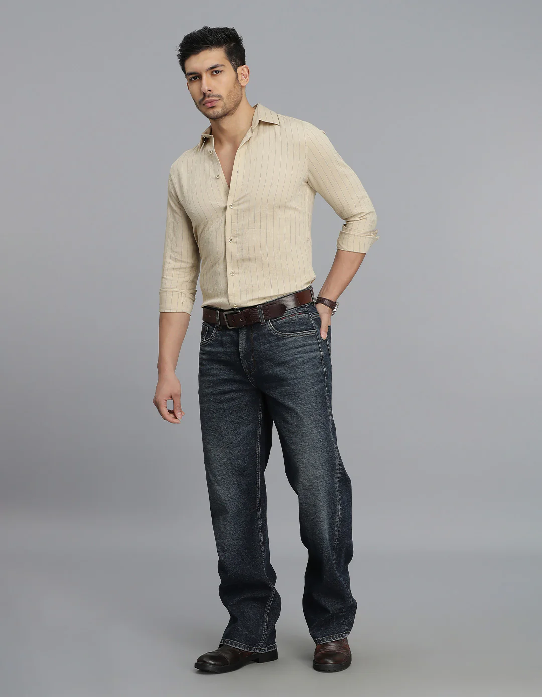 Dk Blue 5 Pocket Midrise Loose Fit Jeans - Image 2