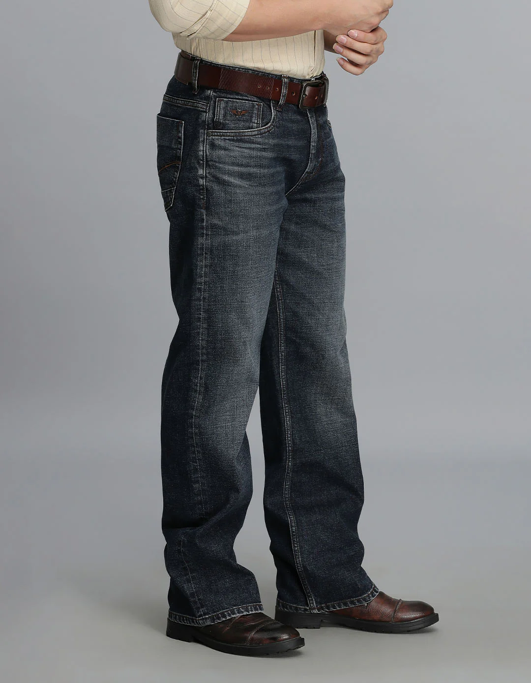 Dk Blue 5 Pocket Midrise Loose Fit Jeans - Image 3