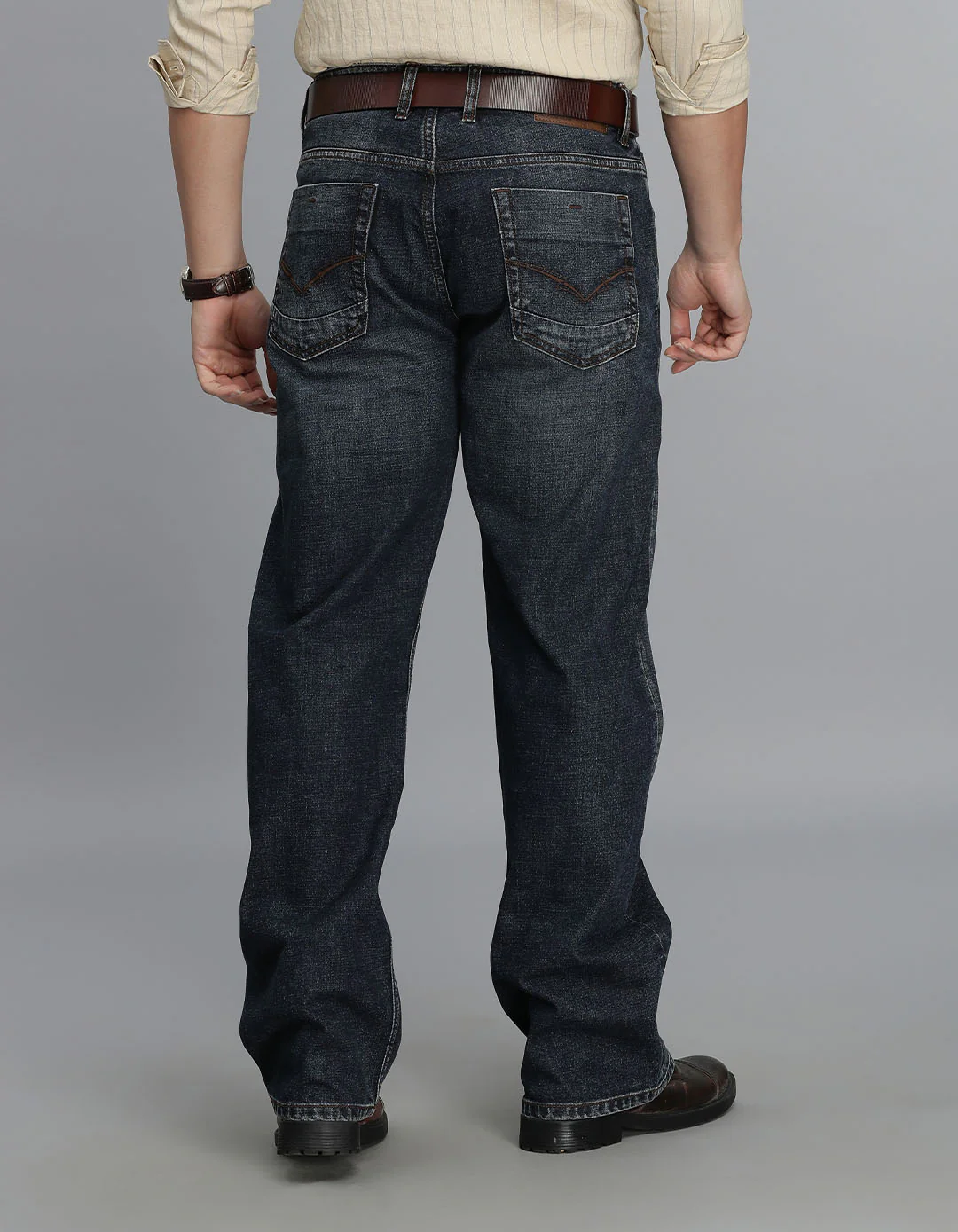 Dk Blue 5 Pocket Midrise Loose Fit Jeans - Image 5