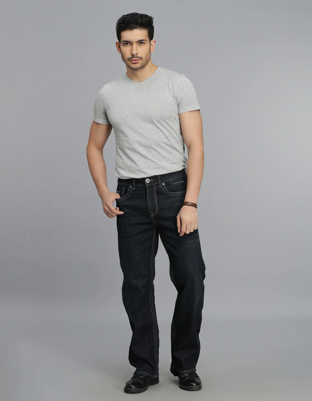Dk Blue 5 Pocket Midrise Loose Fit Jeans - Image 2