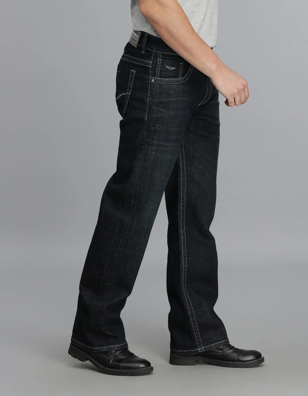 Dk Blue 5 Pocket Midrise Loose Fit Jeans - Image 4