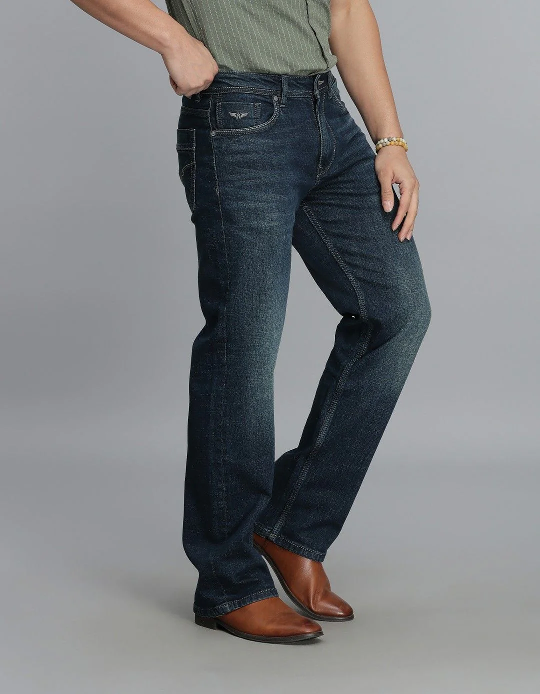 Dk Blue 5 Pocket Midrise Loose Fit jeans - Image 4