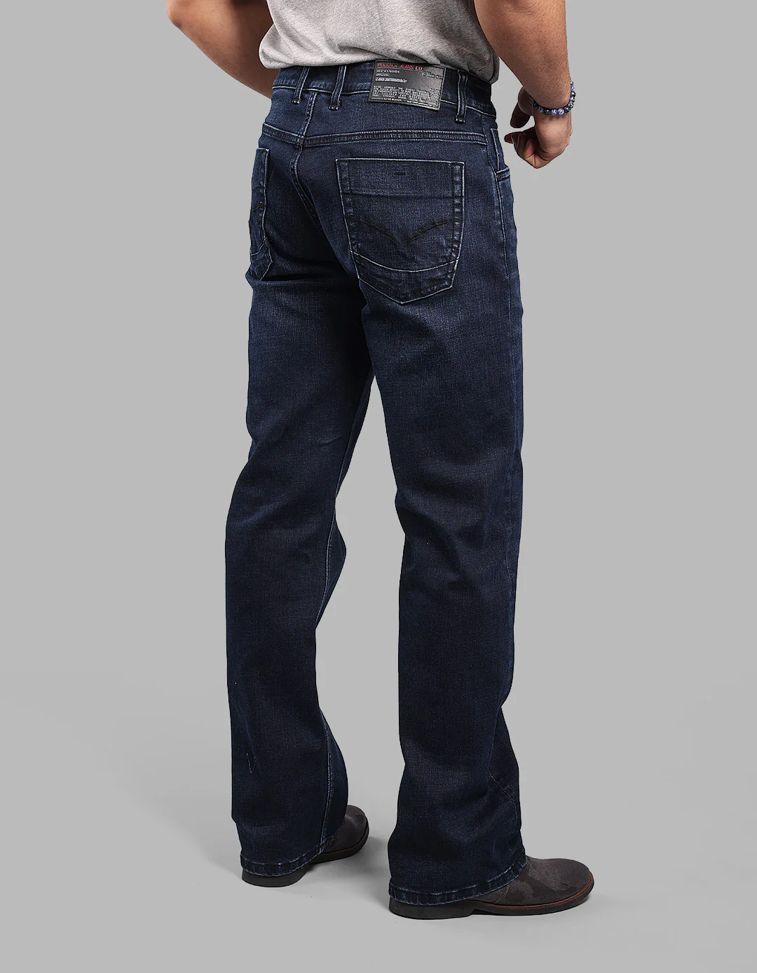 Dk Blue 5 Pocket Midrise Loose Fit Stretch Jeans - Image 5