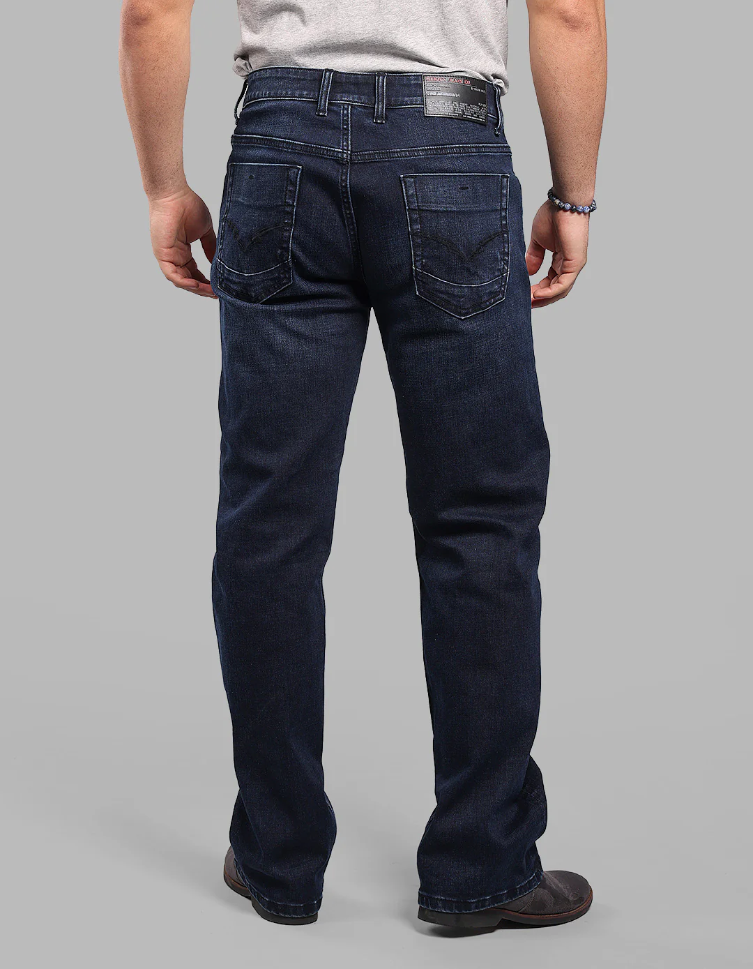 Dk Blue 5 Pocket Midrise Loose Fit Stretch Jeans - Image 6