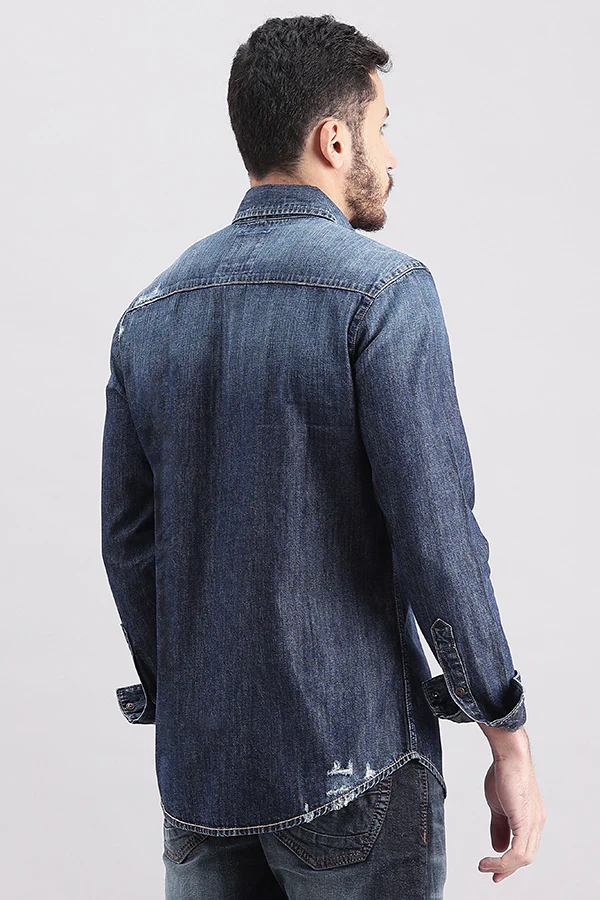 Dk Blue Full Sleeve Denim Shirt - Image 4