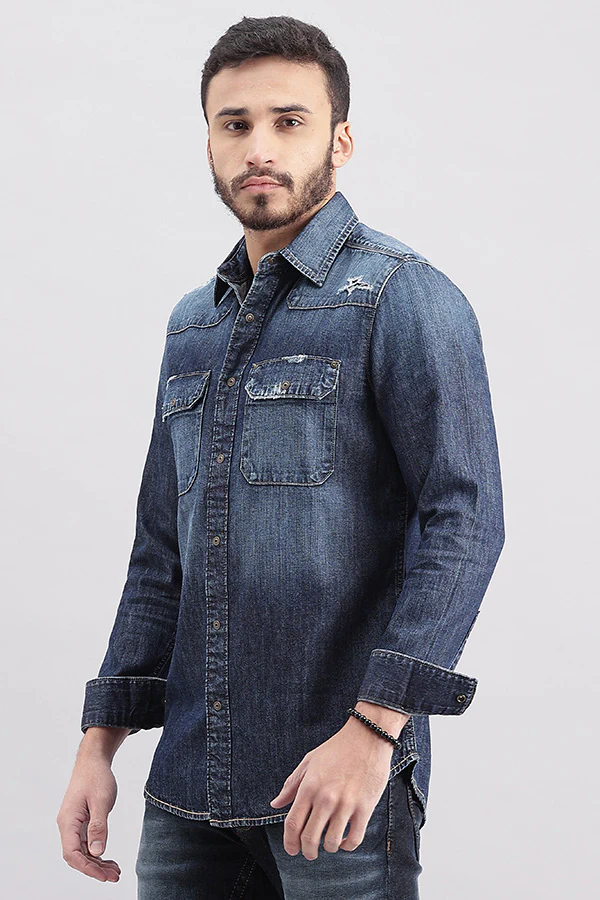 Dk Blue Full Sleeve Denim Shirt - Image 5
