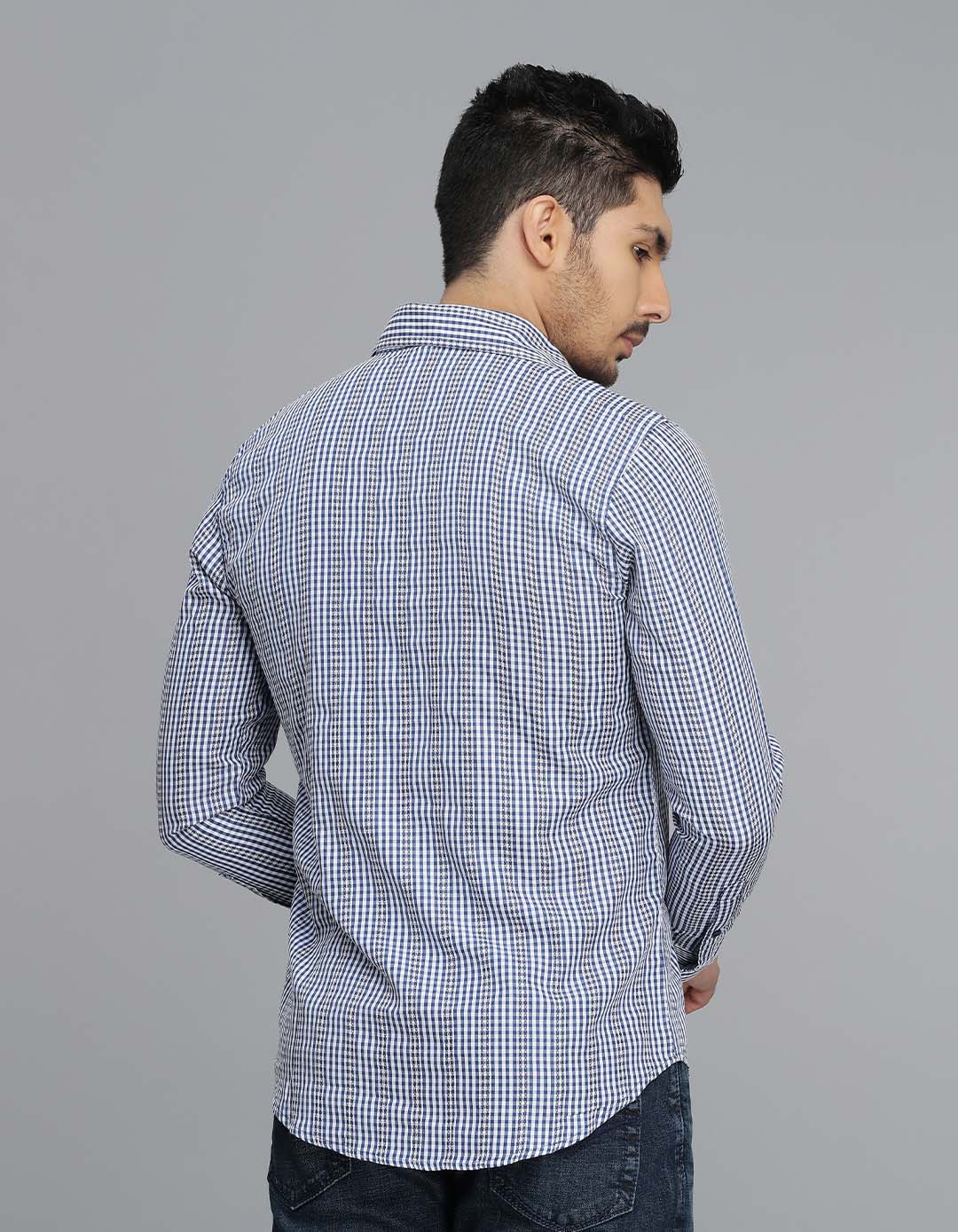 Dk Blue Full Sleeves Check Shirt - Image 5