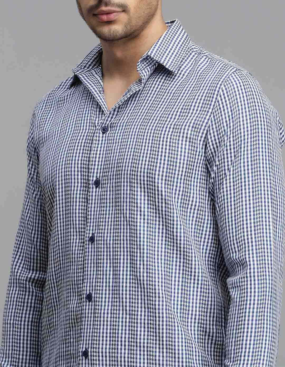 Dk Blue Full Sleeves Check Shirt - Image 6